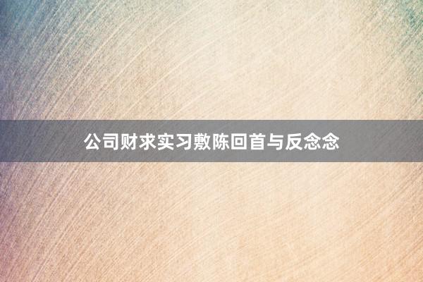 公司财求实习敷陈回首与反念念